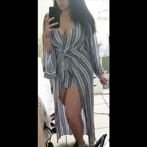 Blue striped skirt romper 51